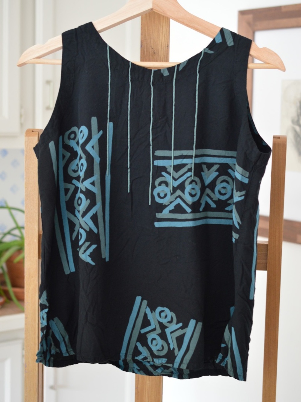 Vintage Orchid Lane Abstract Block Print Sleeveless Tank